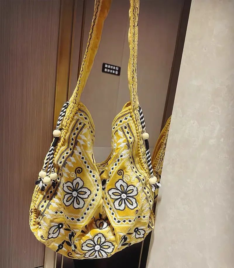 High Quality Original Design Velvet Embroidery Fringe Cloth Bag Shoulder Large Capacity Cross Body Tote Bags for Women - SN Wigs & More