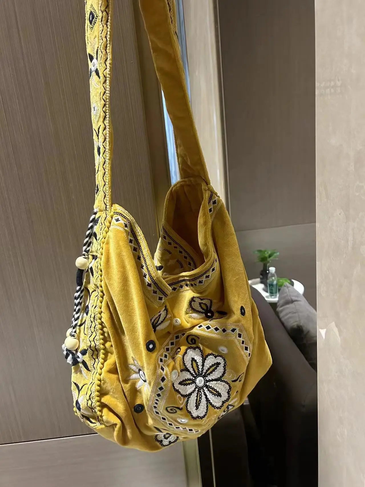 High Quality Original Design Velvet Embroidery Fringe Cloth Bag Shoulder Large Capacity Cross Body Tote Bags for Women - SN Wigs & More