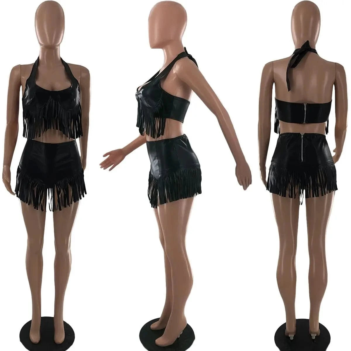 High quality Sexy Top 2 Piece Shorts Set Mujer Outfits for Tassel Club Two Pieces Set Women Sets Hot Shorts