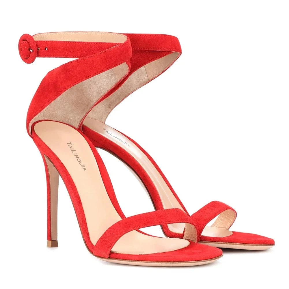 High Quality Trending Ladies Summer Woman Red High Heels Stiletto Sandal White Sexy Shoes 2022