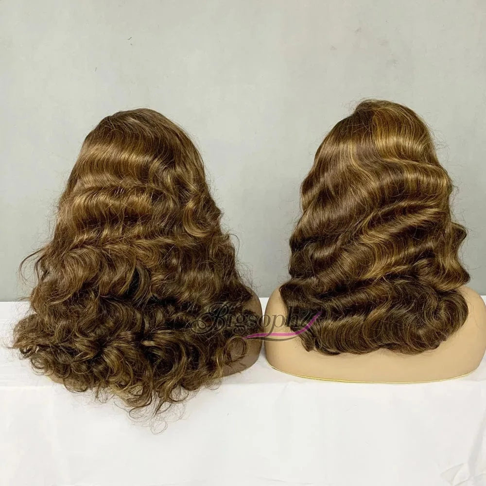 High Quality Wigs,Brazilian Human Hair Wig,SDD 18 Inch Wine Red Color Ocean Wave Lace Closure Wig 5X5
