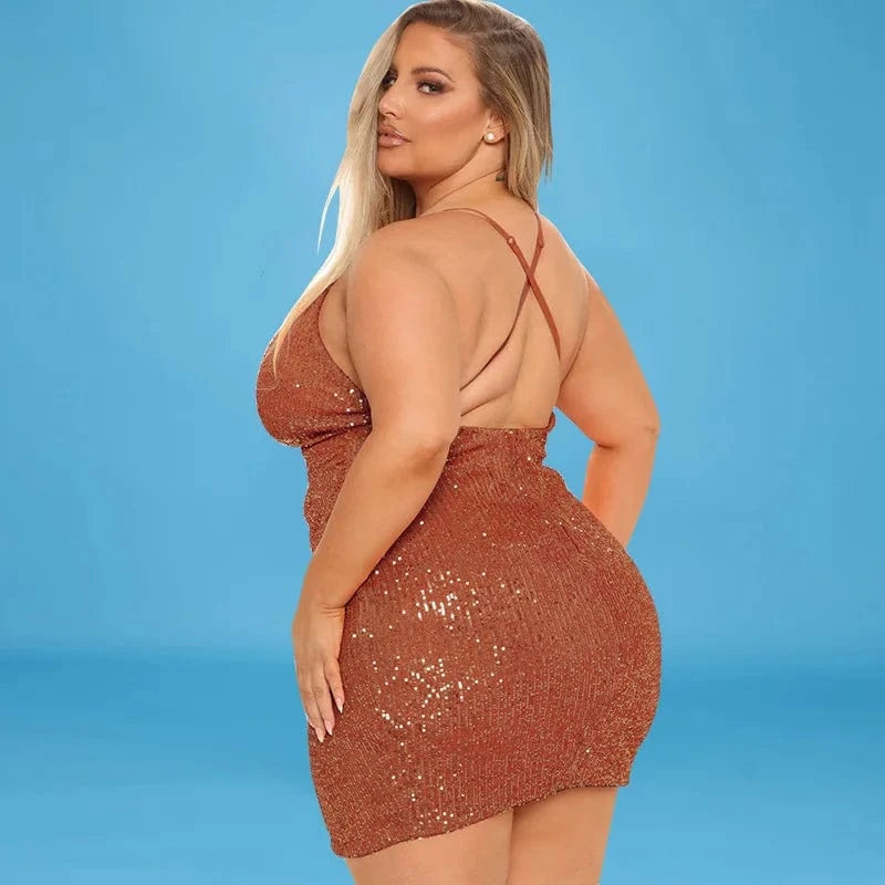 high quality women fall winter 2022 plus size Sexy sequined mini gowns for women evening dresses