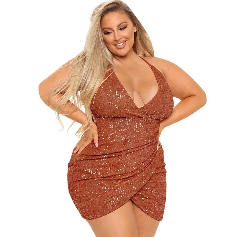 high quality women fall winter 2022 plus size Sexy sequined mini gowns for women evening dresses