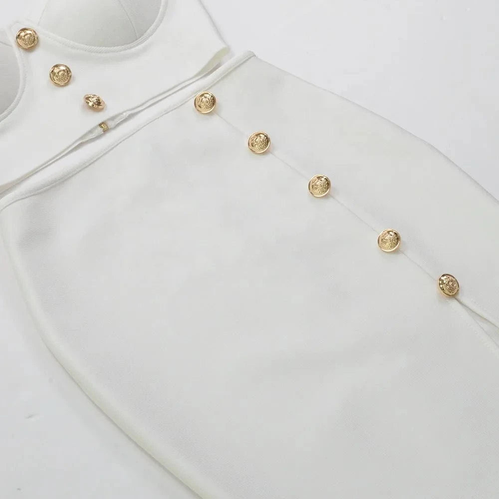 High quality women's parties bandage dress 2 piece set white casual dress sexy spaghetti strap club dresses