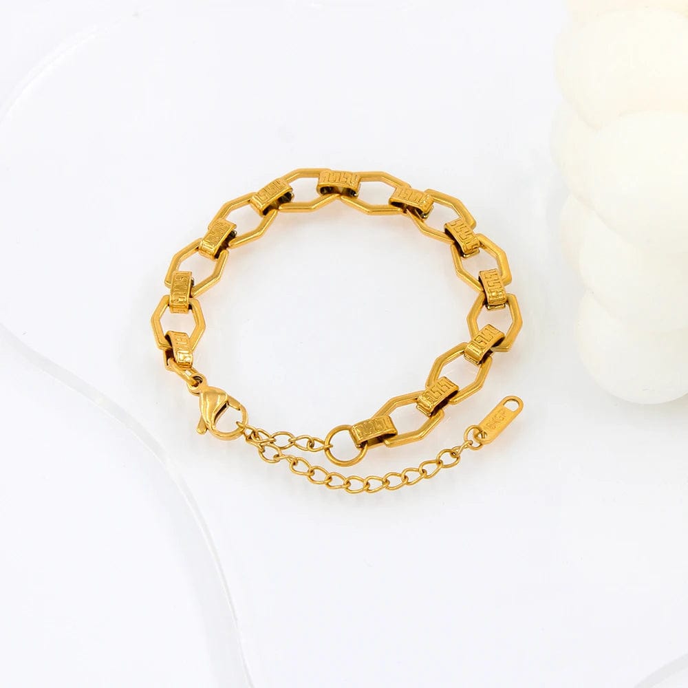 High quality / YS591 Gold Color 16+5cm Bracelet FANJIN High Quality 18K Gold Plated Stainless Steel Jewelry Bracelets chains popular women and men necklace
