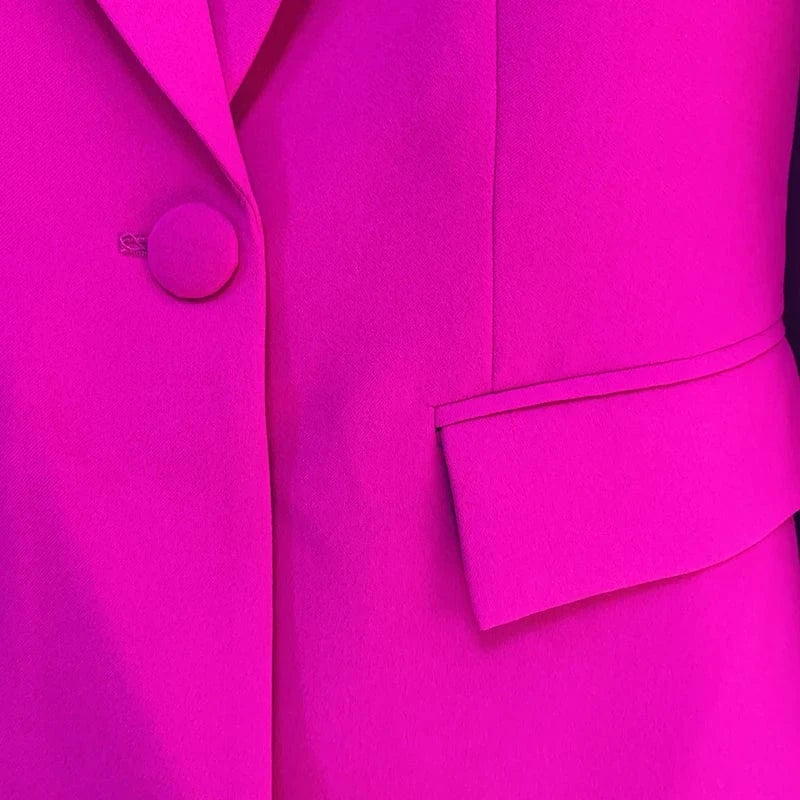 HIGH STREET Newest 2024 Runway Designer Suit Set Women's Single Button Blazer Flare Pants Suit