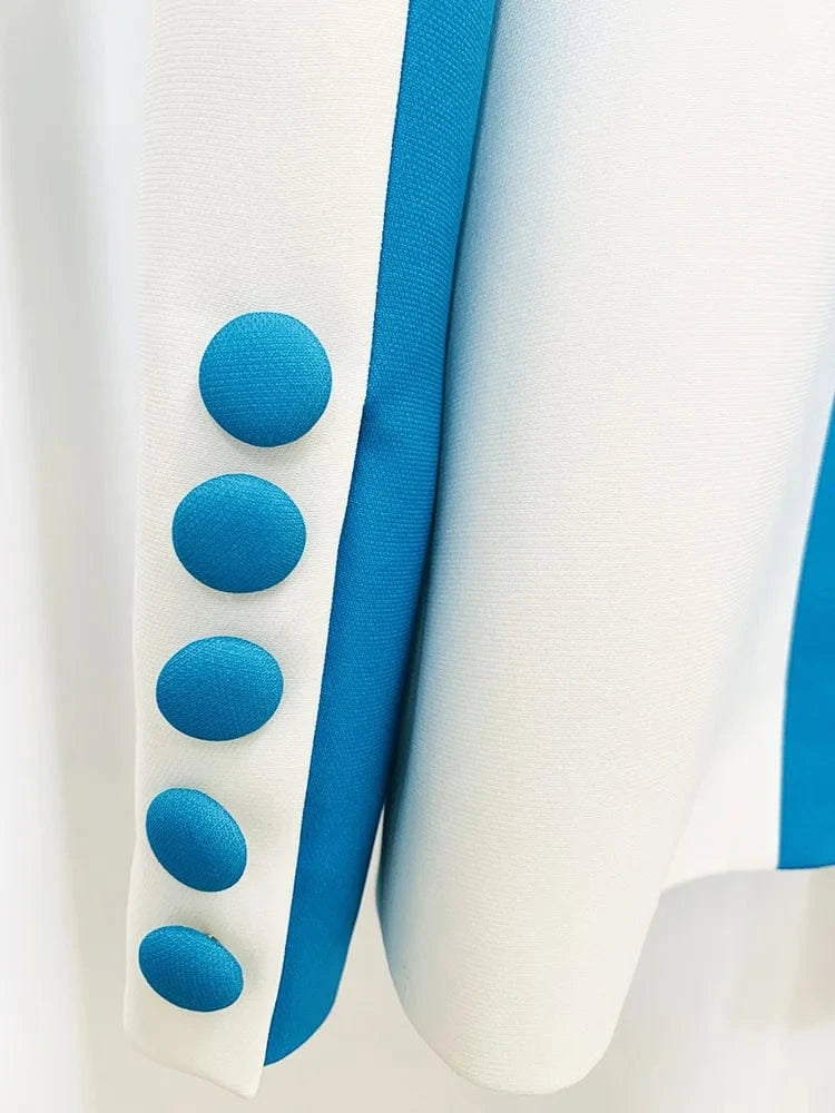 HIGH STREET Newest 2025 Designer Runway Suit Set Women's Contrast Color Block Blazer Pencil Pants Suit 2pcs