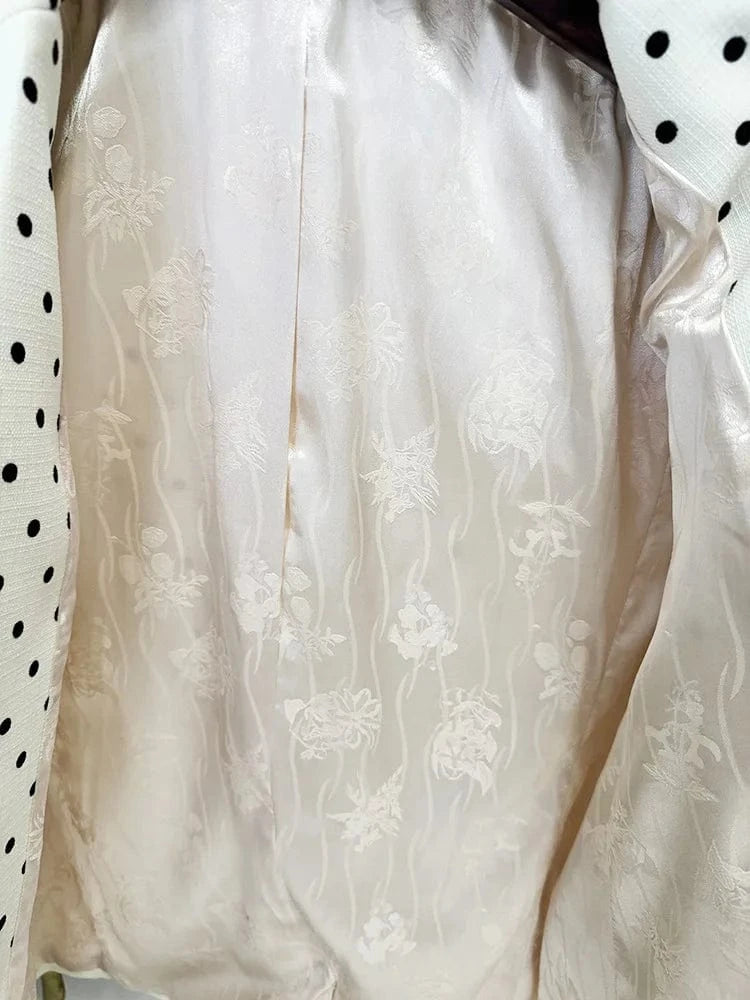 HIGH STREET Newest 2025 Designer Suit Women Bow Decorated Polka Dot Blazer Pants Set 2PCS