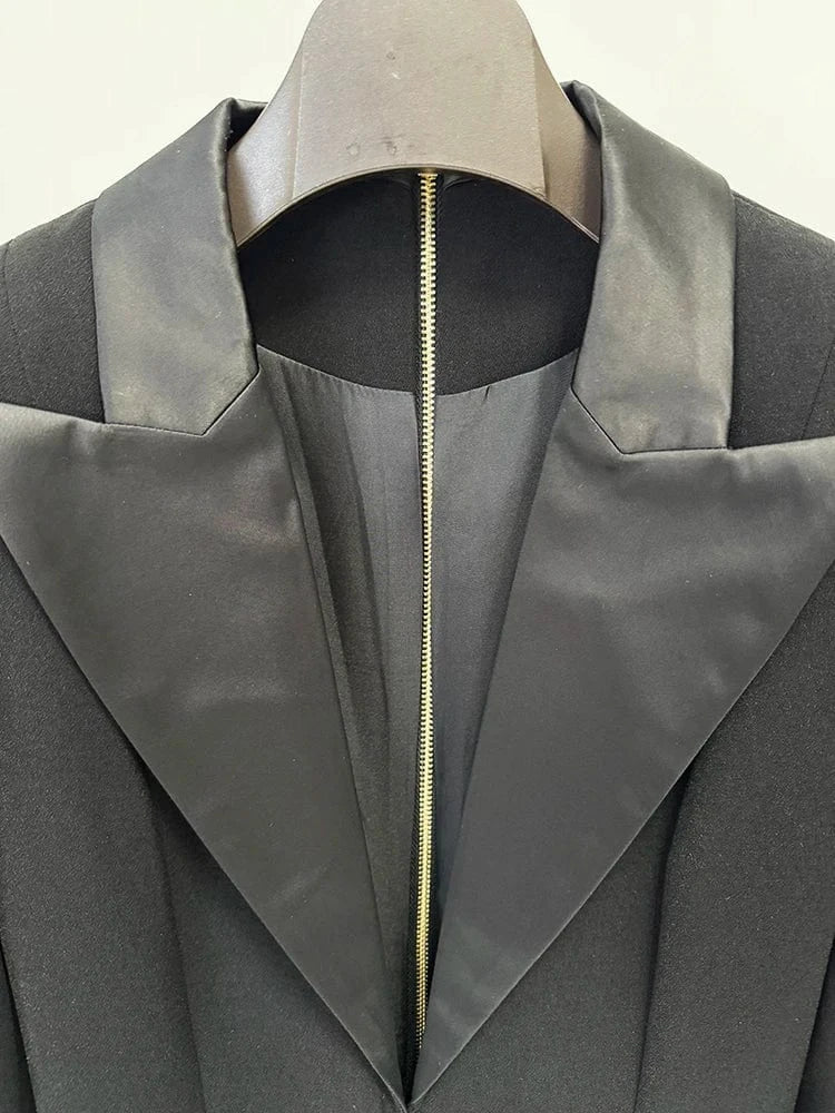 HIGH STREET Newest 2025 Designer Vestido Women's Diamonds Buttons Notched Collar Slit Long Maxi Dress