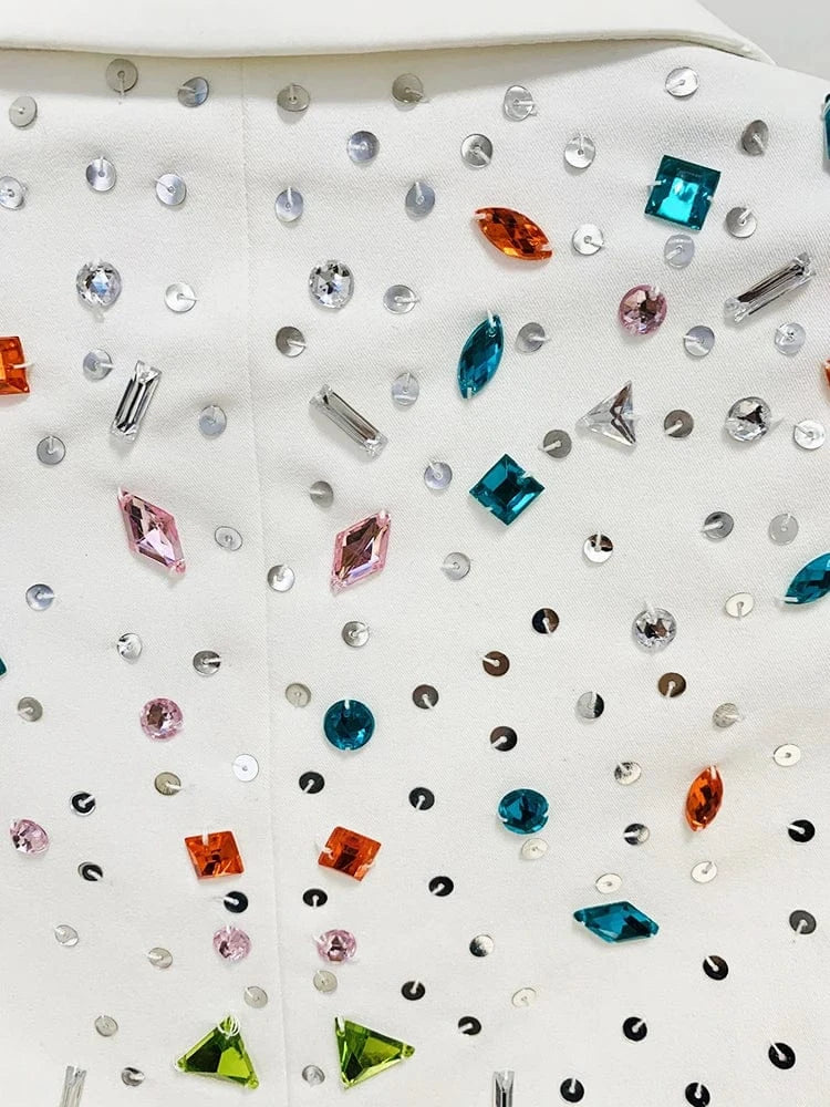 HIGH STREET Newest 2025 F/W Fashion Designer Runway Suit Set Women's Slim Fitting Colors Strass Diamonds Beaded Blazer Pants Set