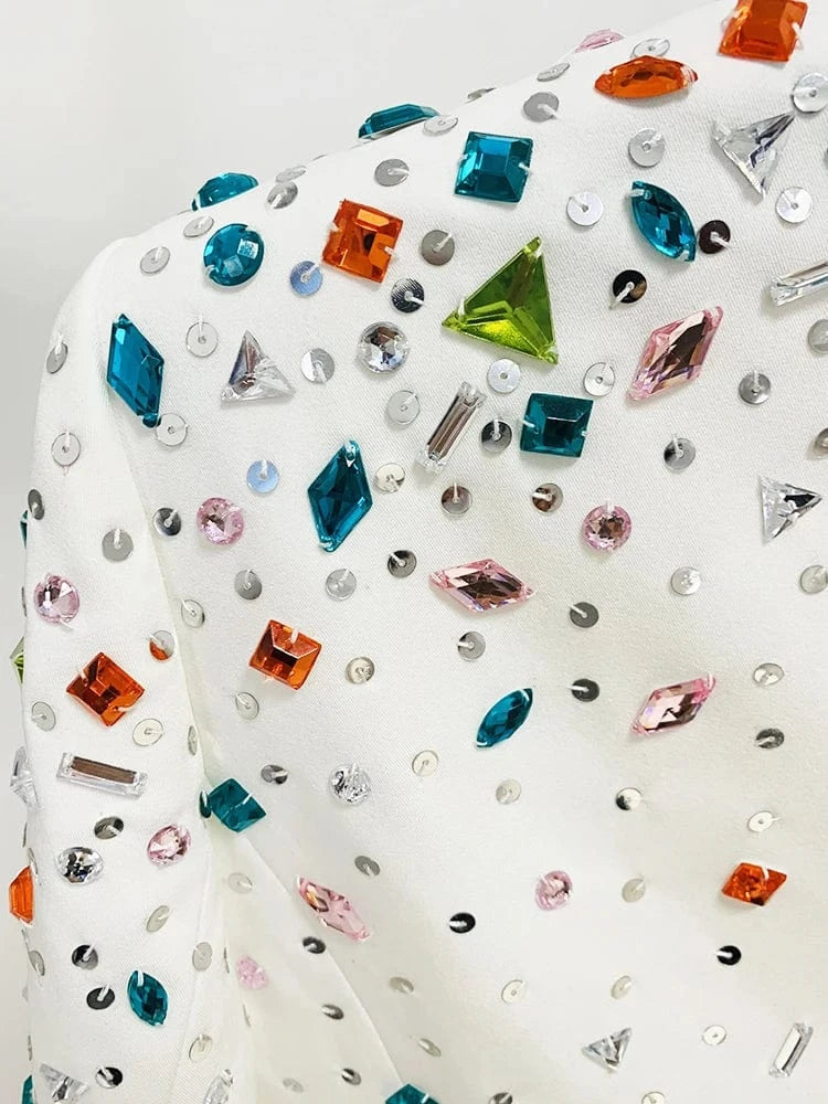 HIGH STREET Newest 2025 F/W Fashion Designer Runway Suit Set Women's Slim Fitting Colors Strass Diamonds Beaded Blazer Pants Set