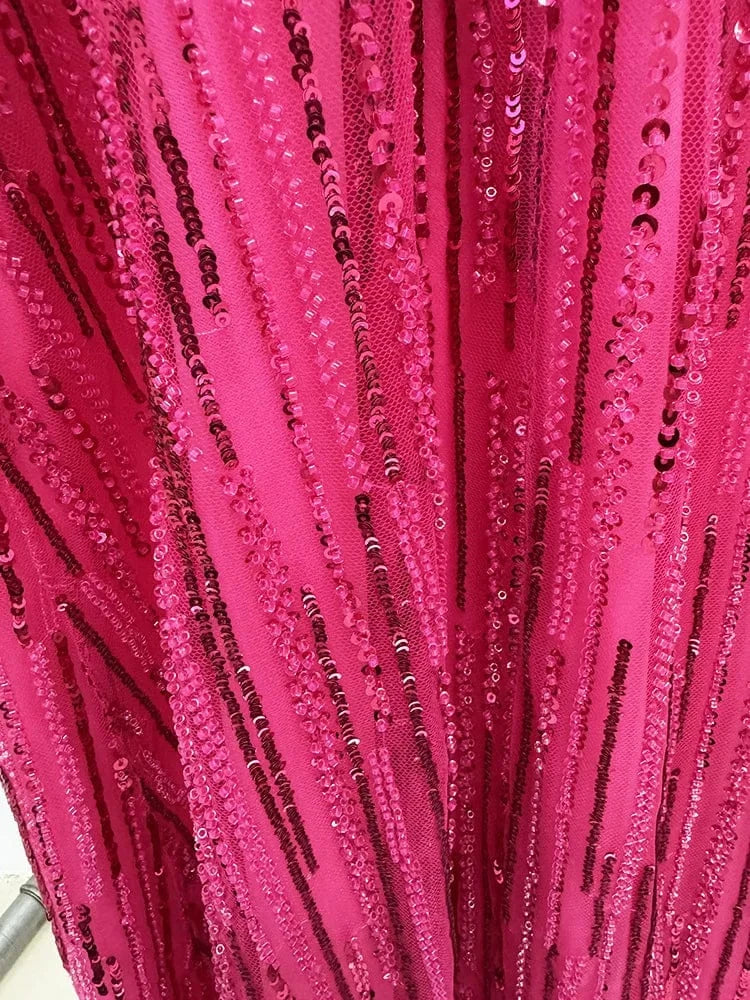 HIGH STREET Newest 2025 Fashion Stylish Designer Women's Sexy Stunning  beaded sequined gauze Sleeveless Tank Floor Long Dress