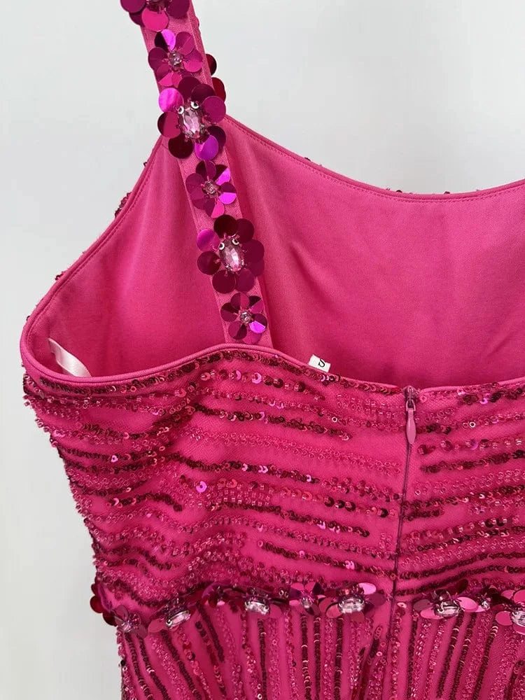 HIGH STREET Newest 2025 Fashion Stylish Designer Women's Sexy Stunning  beaded sequined gauze Sleeveless Tank Floor Long Dress