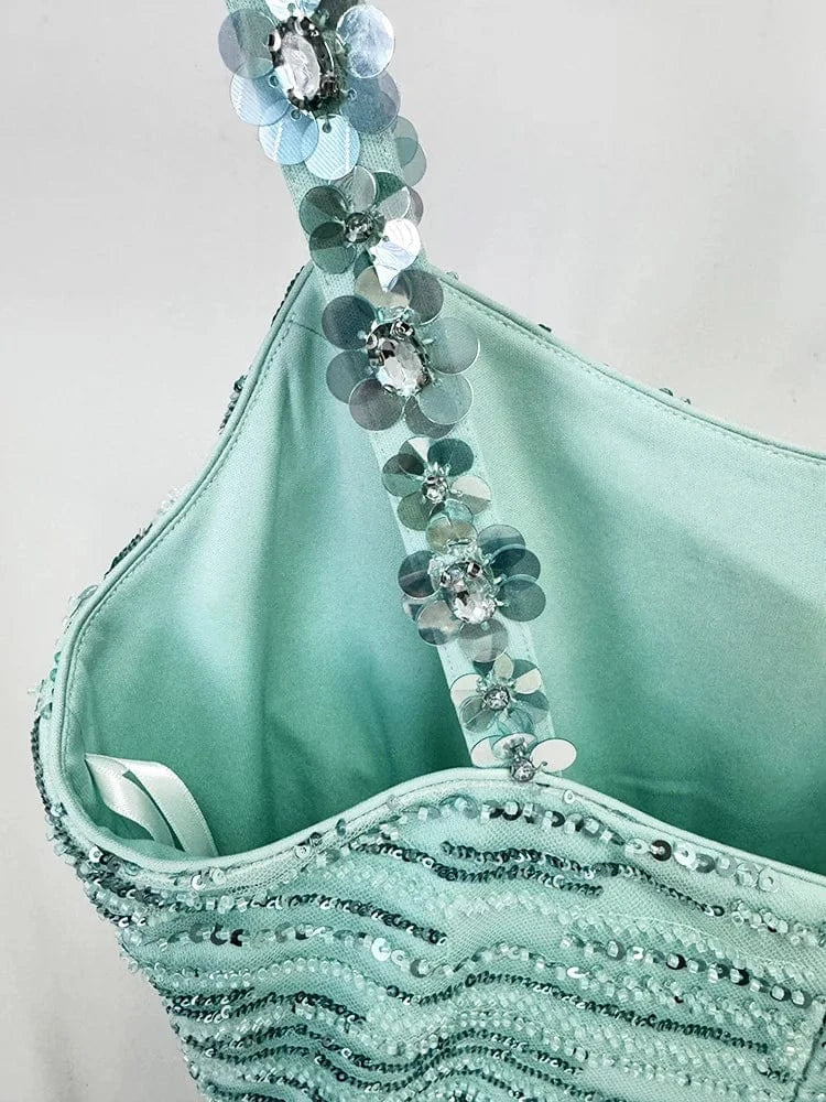 HIGH STREET Newest 2025 Fashion Stylish Designer Women's Sexy Stunning  beaded sequined gauze Sleeveless Tank Floor Long Dress