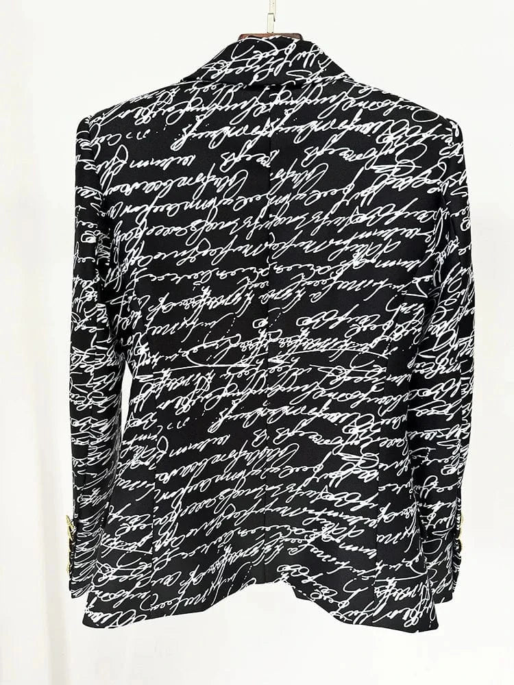 HIGH STREET Newest 2025 Stylish Designer Jacket Women's Love Letters Printed Double Breasted Blazer