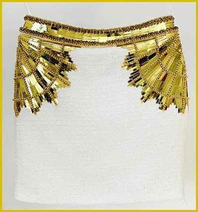 HIGH STREET Newest Fashion 2024 Designer Tops Women's Stunning Metallic Diamonds Beaded Halter Neck Tweed Camis Tank Tops