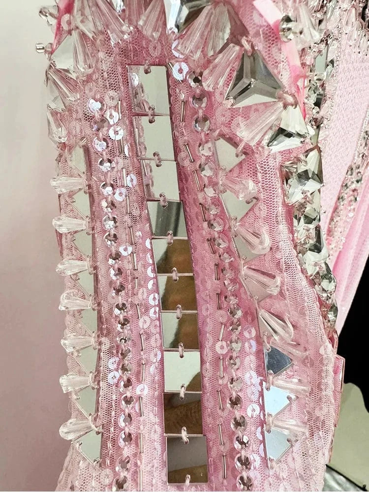 HIGH STREET Newest Fashion 2025 Designer Party Vestido Women's Beaded sequined Gauze Long Maxi Dress