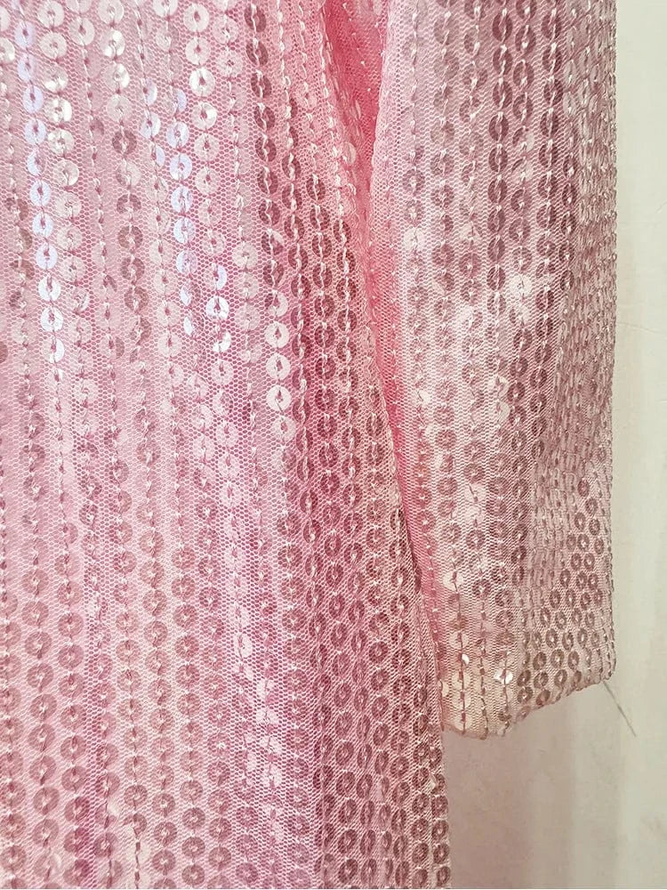 HIGH STREET Newest Fashion 2025 Designer Party Vestido Women's Beaded sequined Gauze Long Maxi Dress