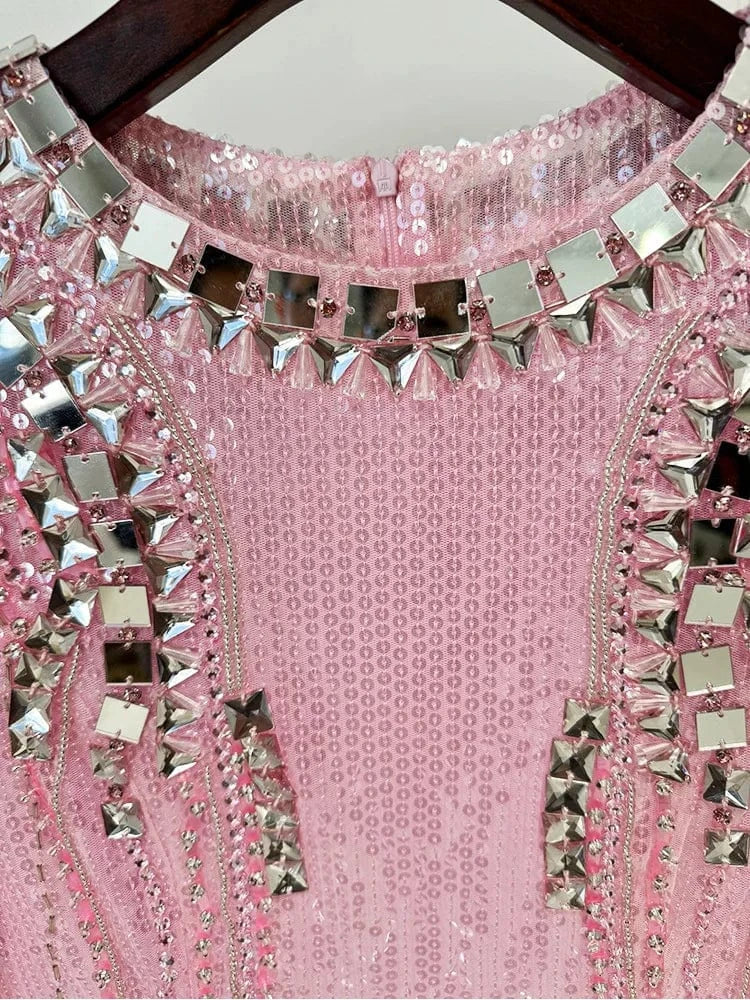 HIGH STREET Newest Fashion 2025 Designer Party Vestido Women's Beaded sequined Gauze Long Maxi Dress