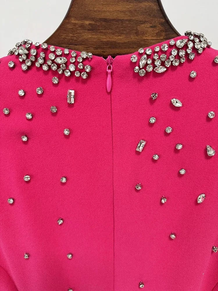 HIGH STREET Newest Fashion 2025 Designer Party Vestido Women's Diamonds Beaded Slit Sleeve Long Maxi Dress