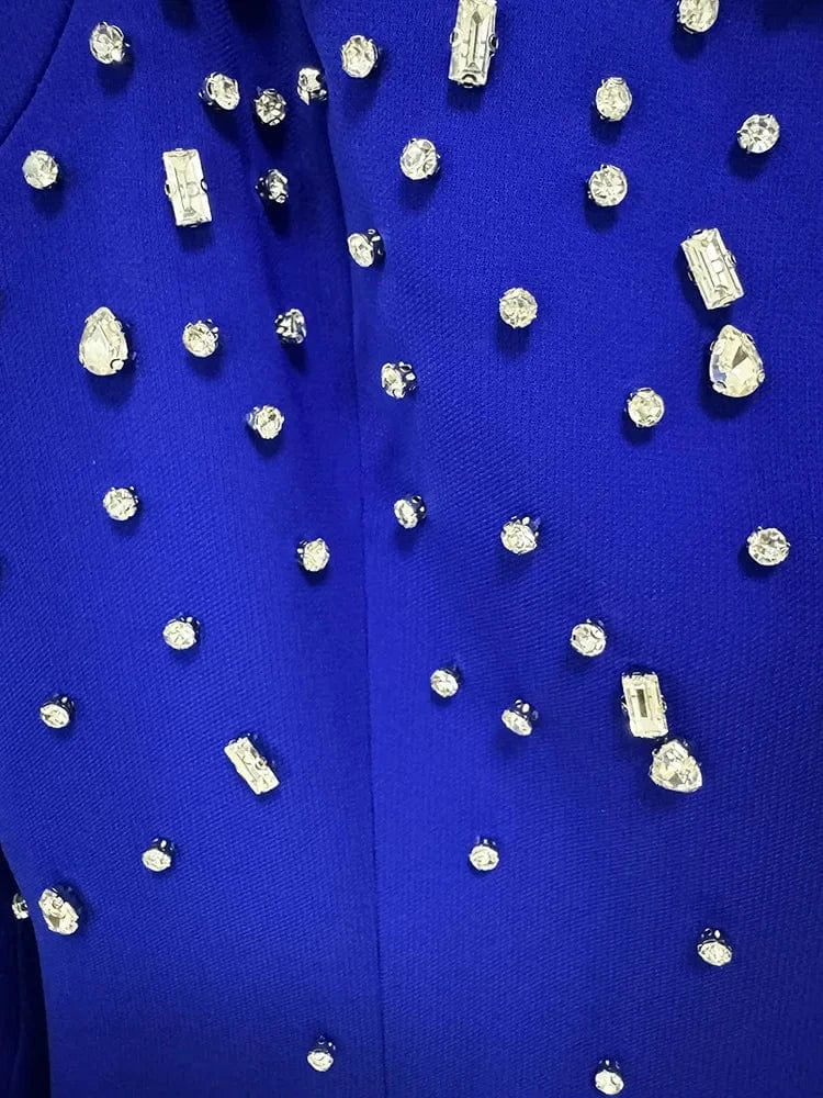 HIGH STREET Newest Fashion 2025 Designer Party Vestido Women's Diamonds Beaded Slit Sleeve Long Maxi Dress