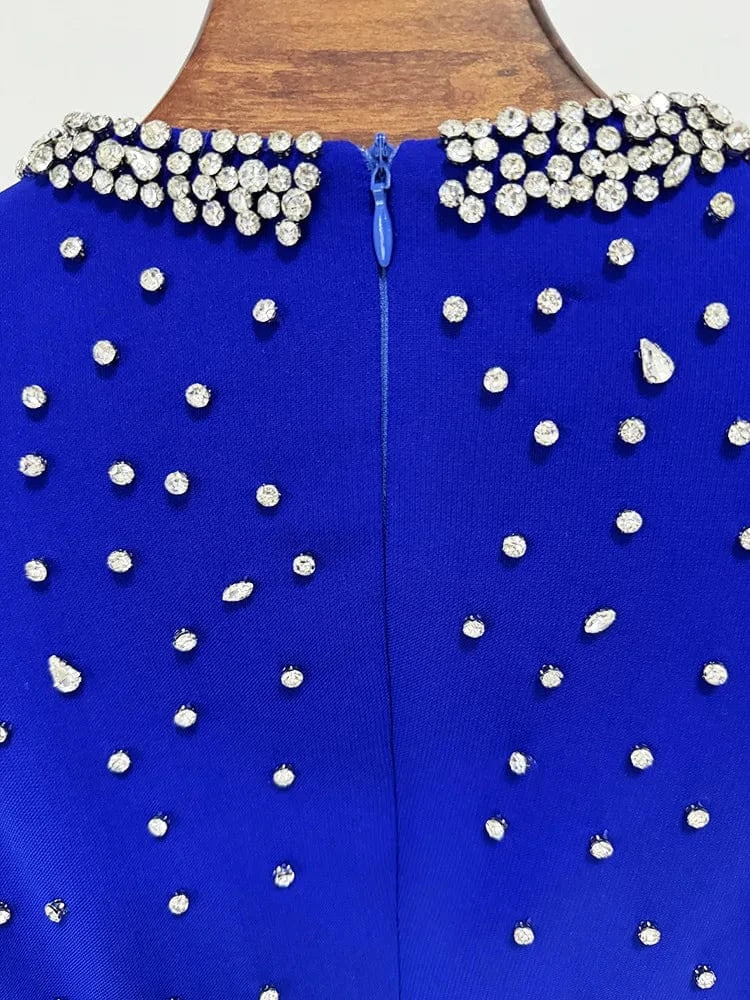 HIGH STREET Newest Fashion 2025 Designer Party Vestido Women's Diamonds Beaded Slit Sleeve Long Maxi Dress