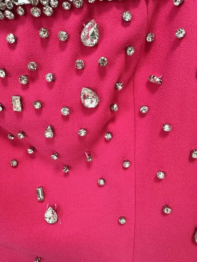 HIGH STREET Newest Fashion 2025 Designer Party Vestido Women's Diamonds Beaded Slit Sleeve Long Maxi Dress