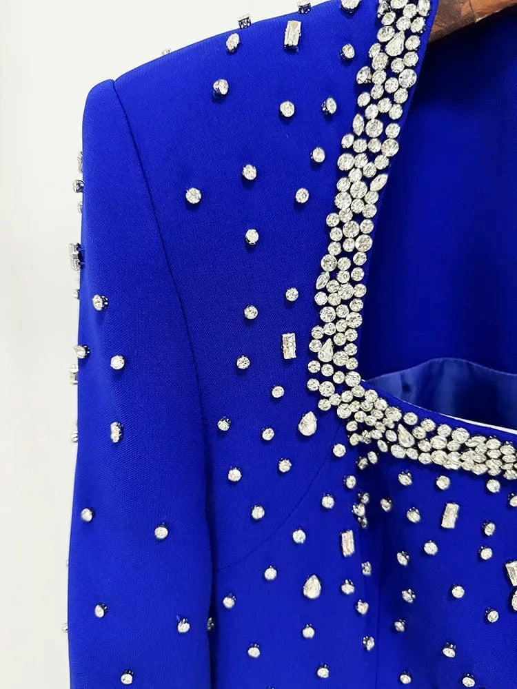 HIGH STREET Newest Fashion 2025 Designer Party Vestido Women's Diamonds Beaded Slit Sleeve Long Maxi Dress