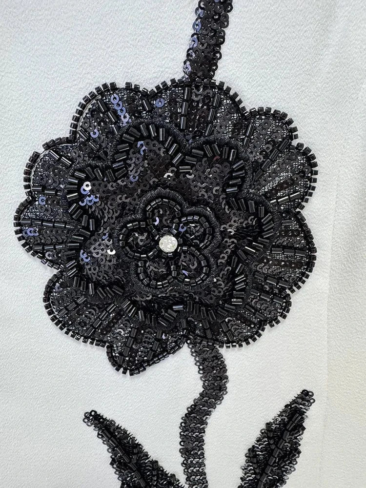 HIGH STREET Newest Fashion 2025 Designer Women's Long Sleeve Flowers Beaded Elegant Maxi Long Dress