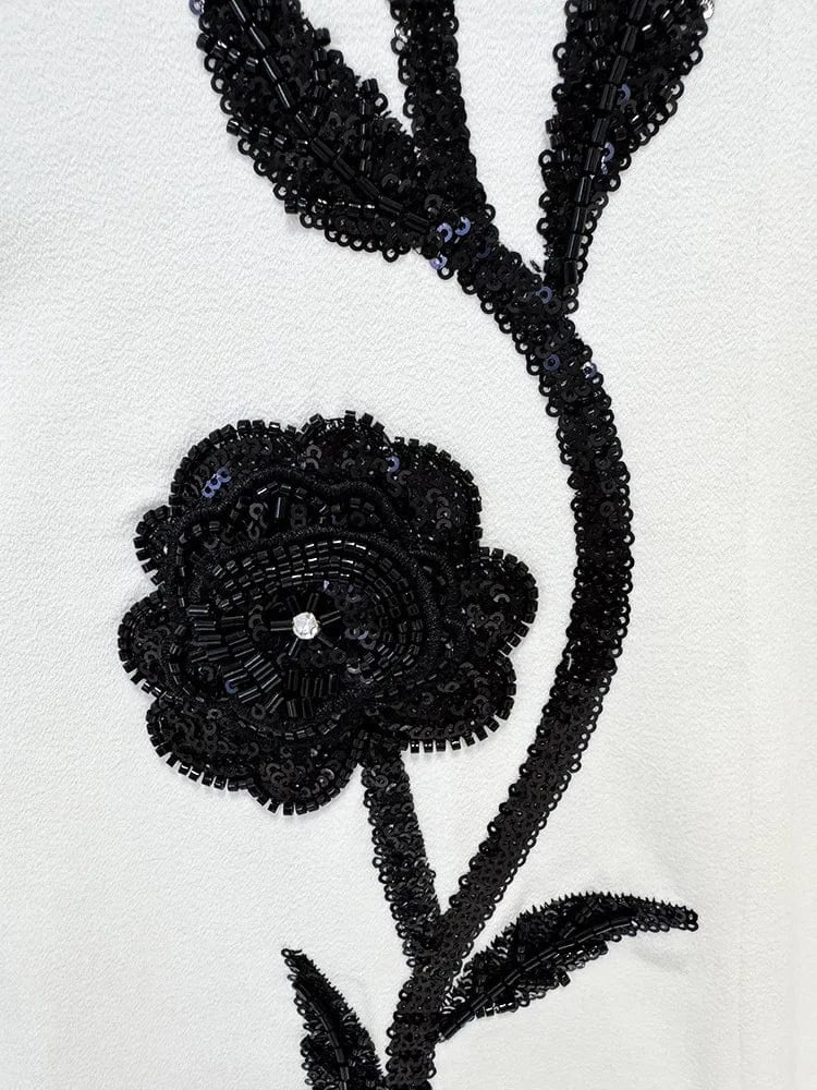 HIGH STREET Newest Fashion 2025 Designer Women's Long Sleeve Flowers Beaded Elegant Maxi Long Dress