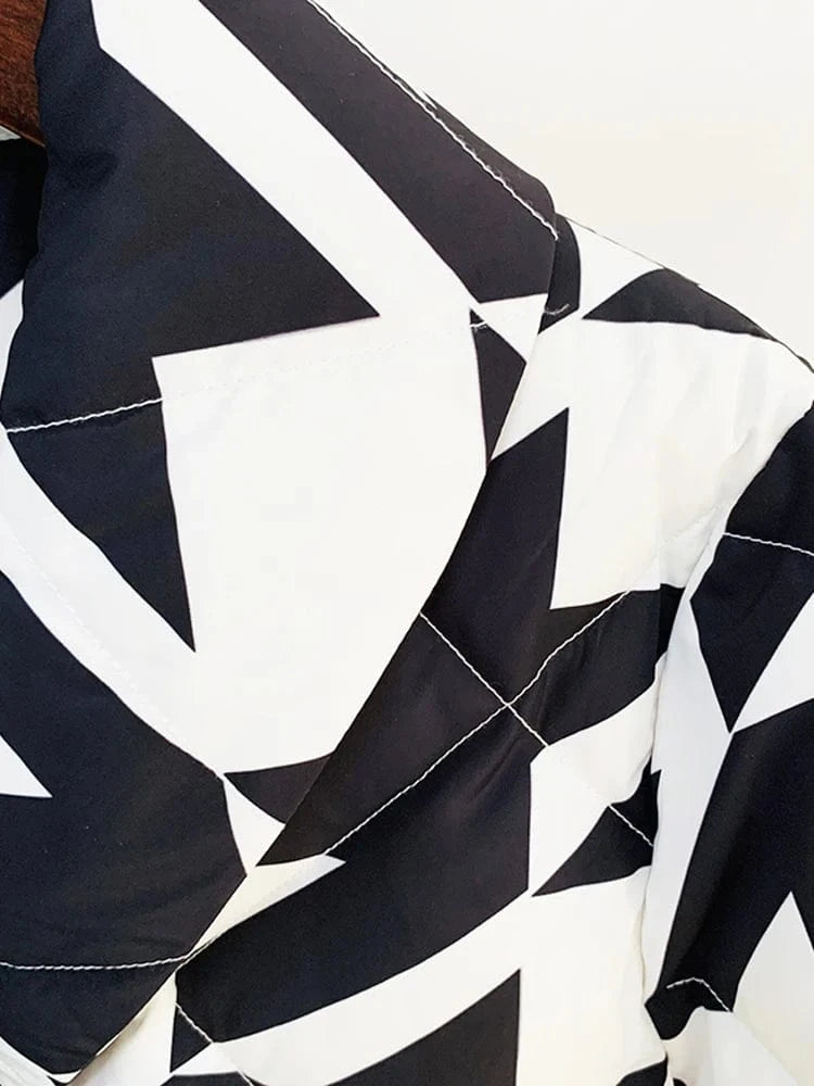 HIGH STREET Newest Winter 2025 Designer Outerwear Women's Cool Lion Buttons Houndstooth Geometric Printed White Duck Down Coat