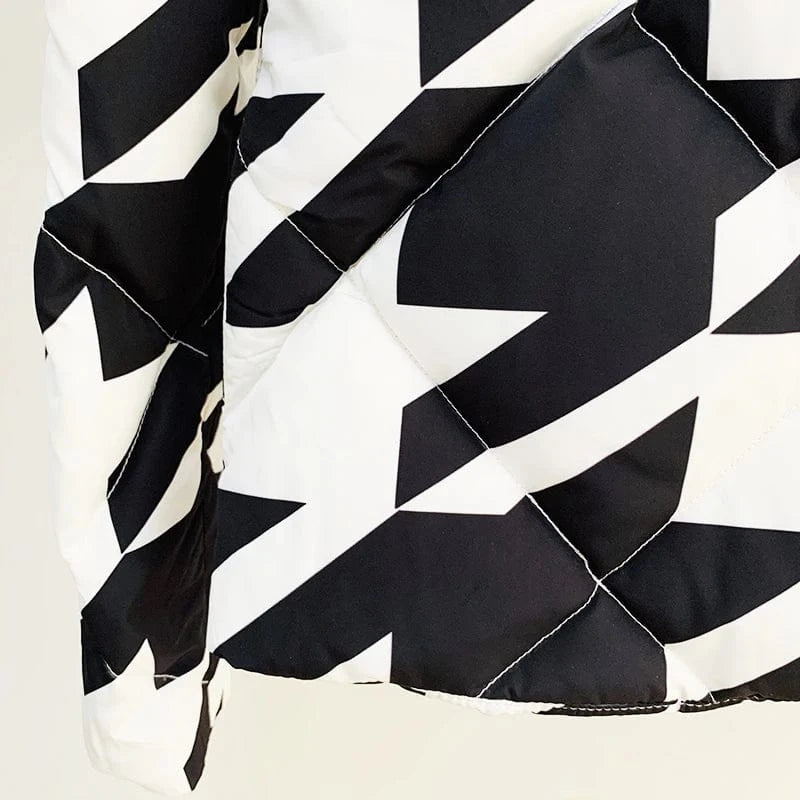 HIGH STREET Newest Winter 2025 Designer Outerwear Women's Cool Lion Buttons Houndstooth Geometric Printed White Duck Down Coat