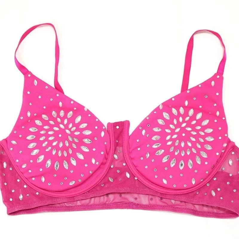 High Waist 3 Piece Bikini Set with Cover up Sexy Crystal Rhinestone Bathing Suit Beachwear Swimming Suit Beach Outfits for Women