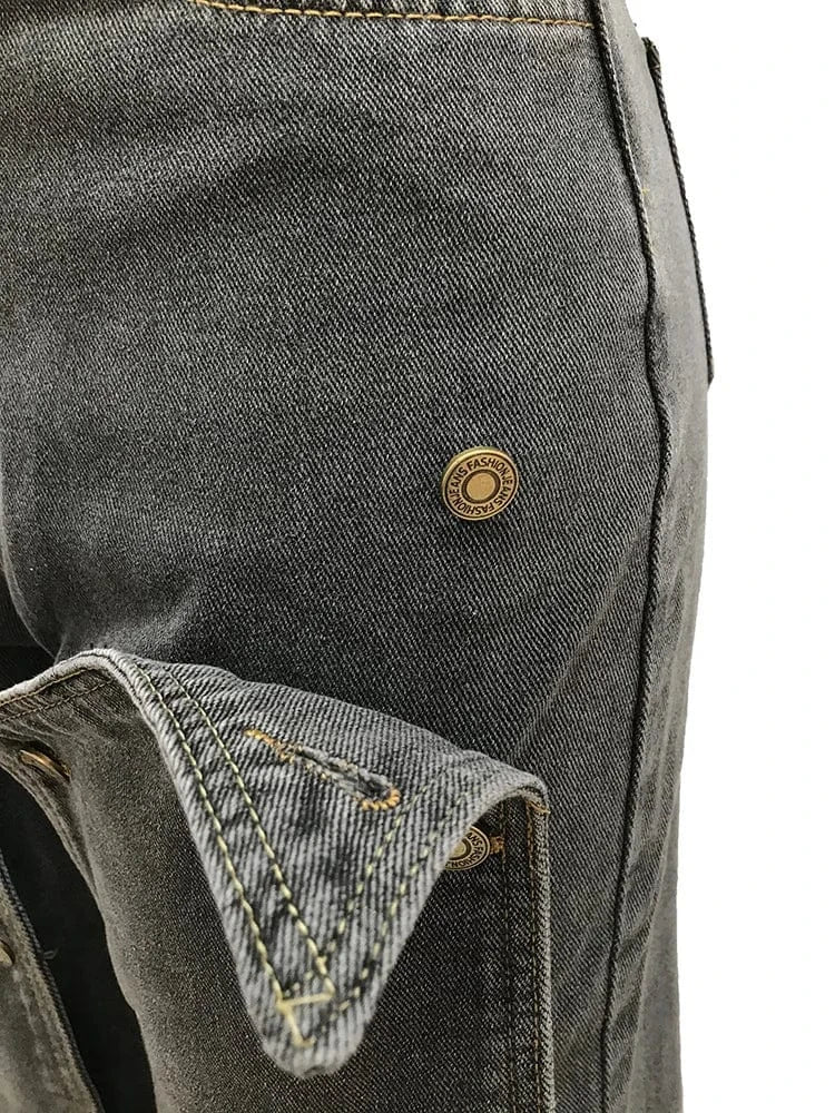 High Waist Button Design Straight Leg Denim Jeans