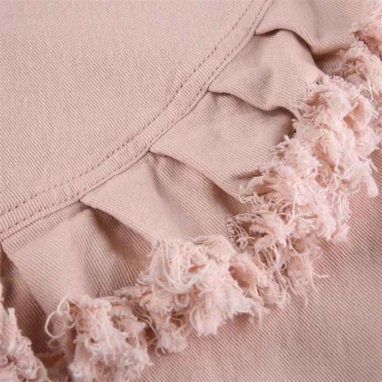 High Waist Fringe Ruffle Wide Leg Pants