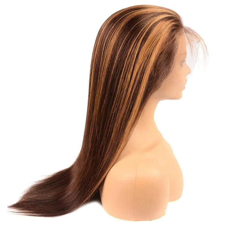 Highlight 4/27 / 20 Inches Cheap Color Wigs Human Hair Density 150% 180% Glueless Highlight Wig Lace Front Pink  Blue Blonde 99j Orange wig Straight