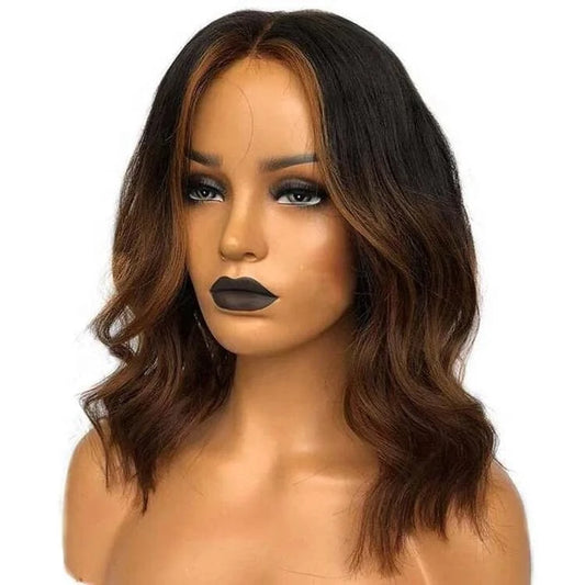 Highlight Color Brazilian Hair Human Lace Wig, 360 full lace front wig with baby hair, glueless human hair wigs for black women
