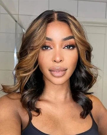 Highlight Short Body Wave Bob 4x4 Lace Frontal Human Hair Wigs Cheap Brazilian Virgin Human Hair Wigs