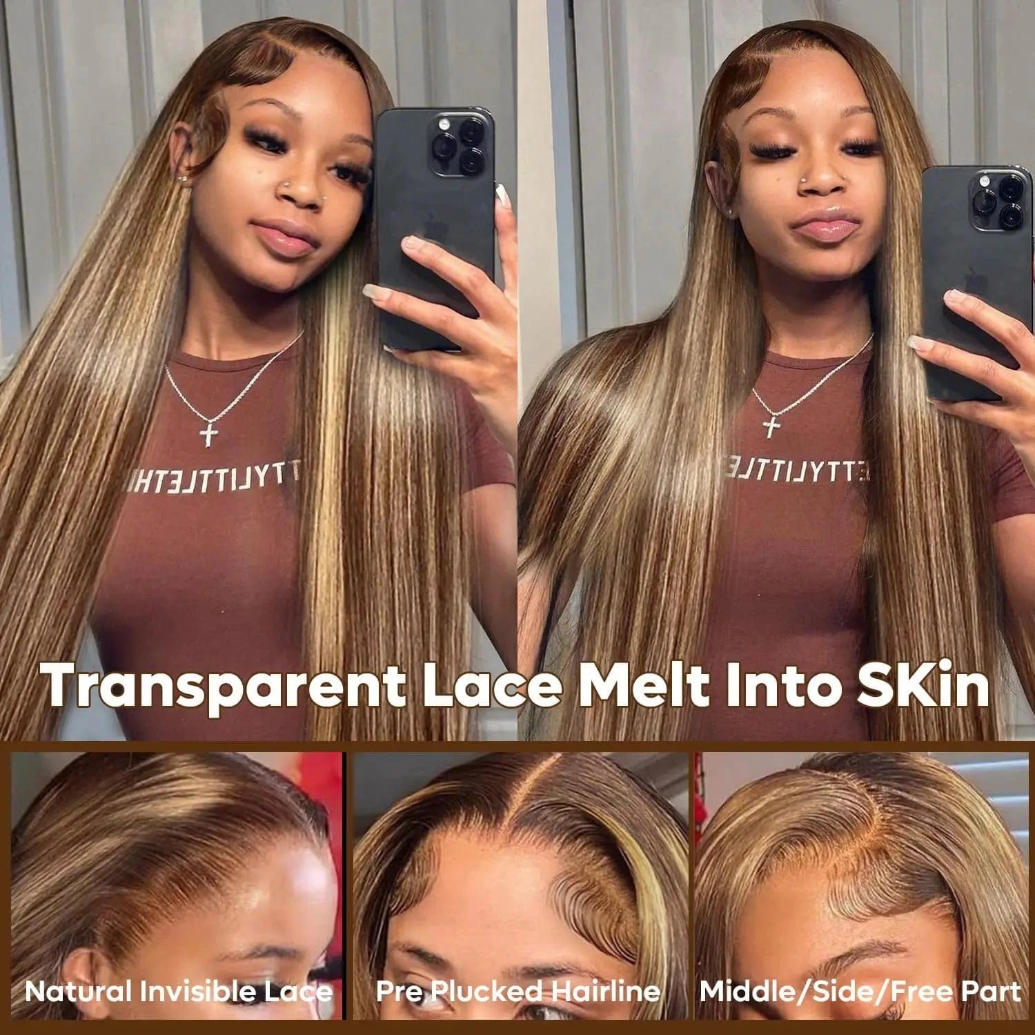 Highlight Wig Human Hair 13x4 13x6 Straight HD Lace Frontal Wig Blonde Ombre Hd Lace Front Human Hair Wgs For Women Colored Hair