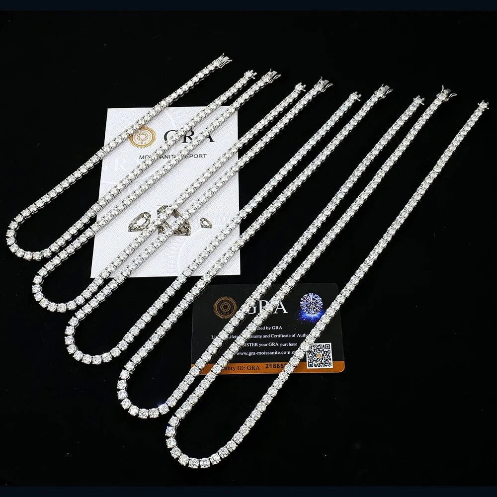 Hip hop fine jewelry 5mm silver 925 link necklace gra vvs lab diamond mossanite moissanite chainb for men