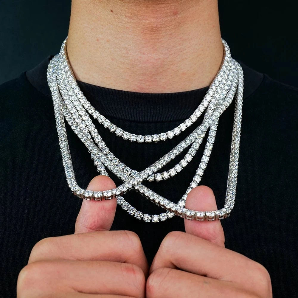 Hip hop fine jewelry 5mm silver 925 link necklace gra vvs lab diamond mossanite moissanite chainb for men