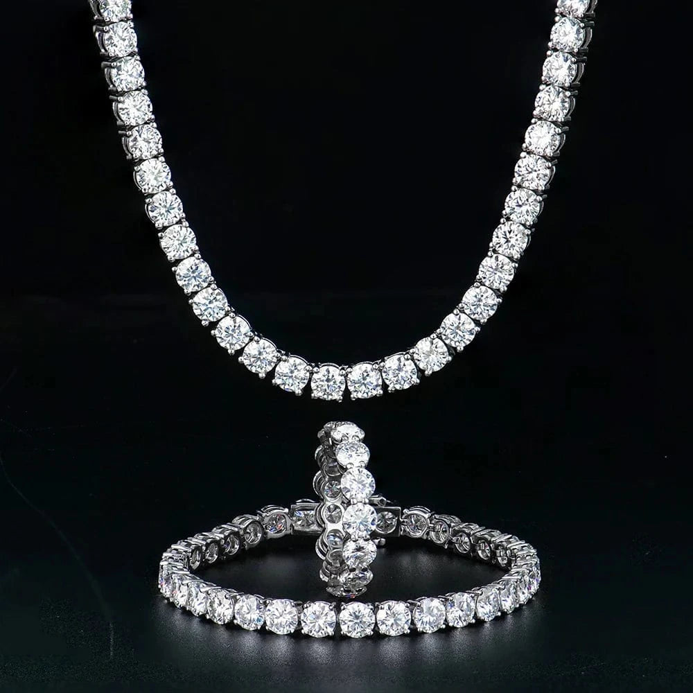 Hip hop fine jewelry 5mm silver 925 link necklace gra vvs lab diamond mossanite moissanite chainb for men