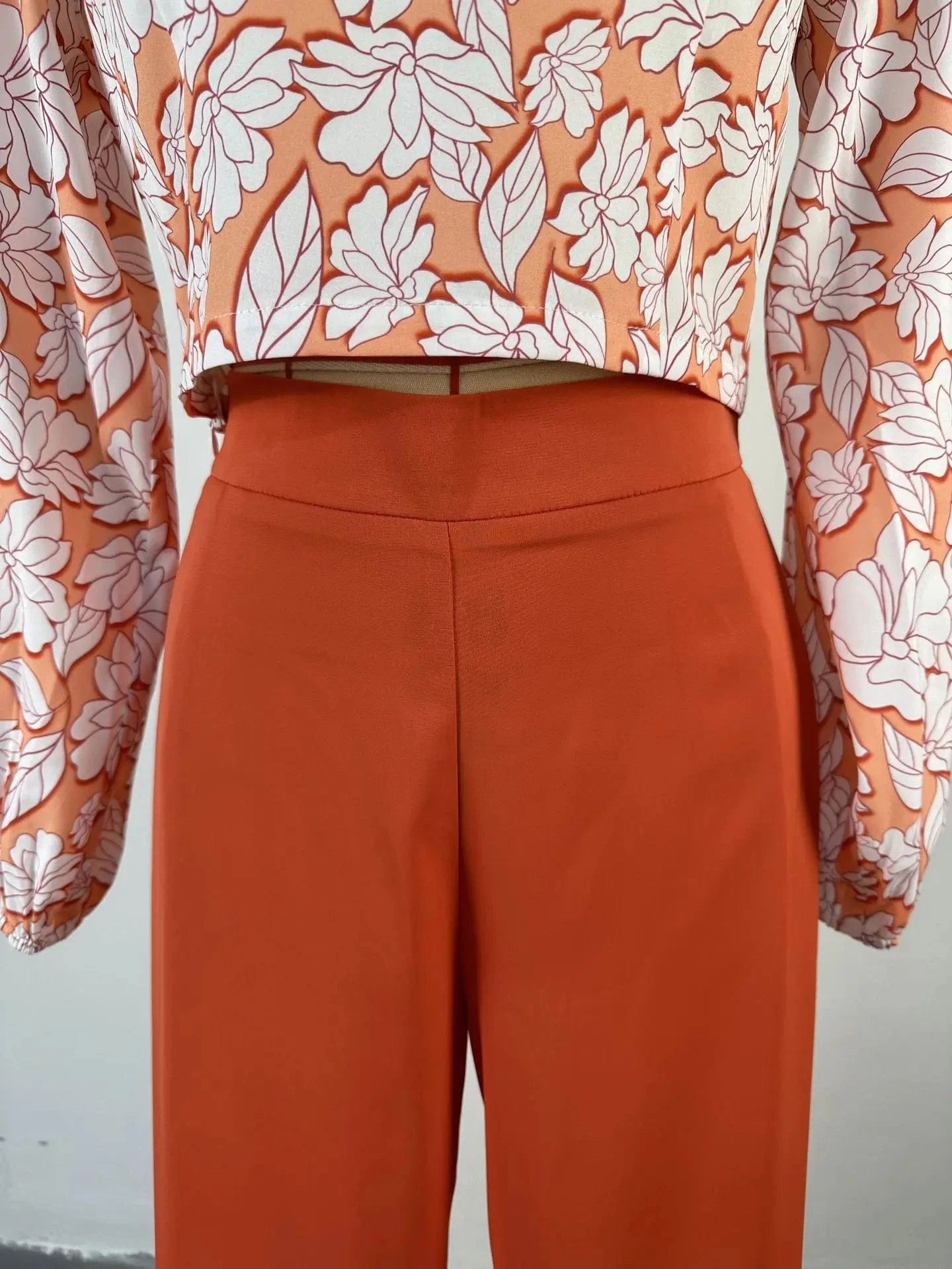 HK5268 Women's Loose Large Size Fashion Lapel Long-sleeved Shirt Wide Printed Leg Pants Suit