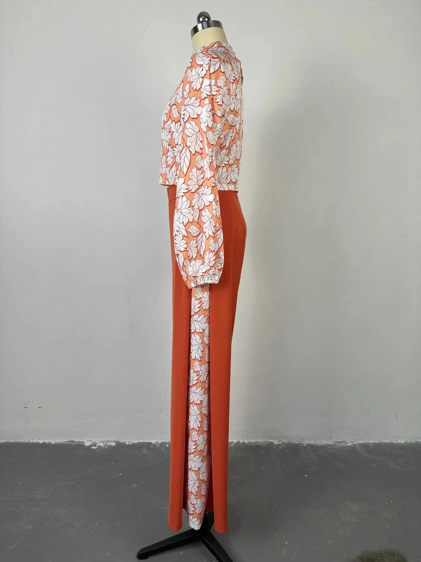 HK5268 Women's Loose Large Size Fashion Lapel Long-sleeved Shirt Wide Printed Leg Pants Suit