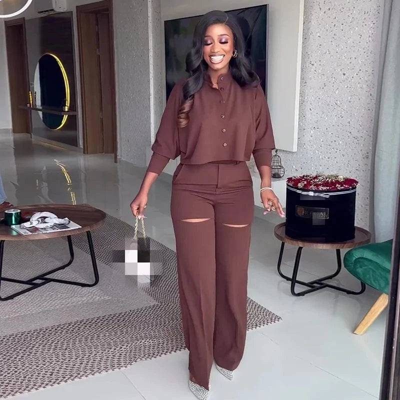 HK6952 2024 New Arrivals Half Sleeve Crop Top 2 Piece Set Summer Lounge Set Women Two Piece Pants Set