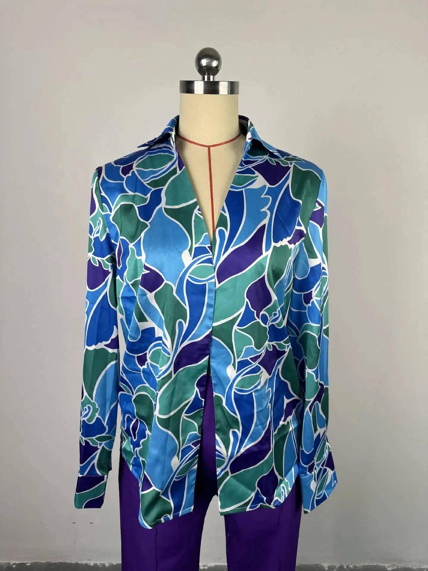 HK7003 Fashion Autumn Causal Street Wear Trending Boutique Long Sleeve Lace-up Shirt And High Waist Pant 2 Piece Set Women