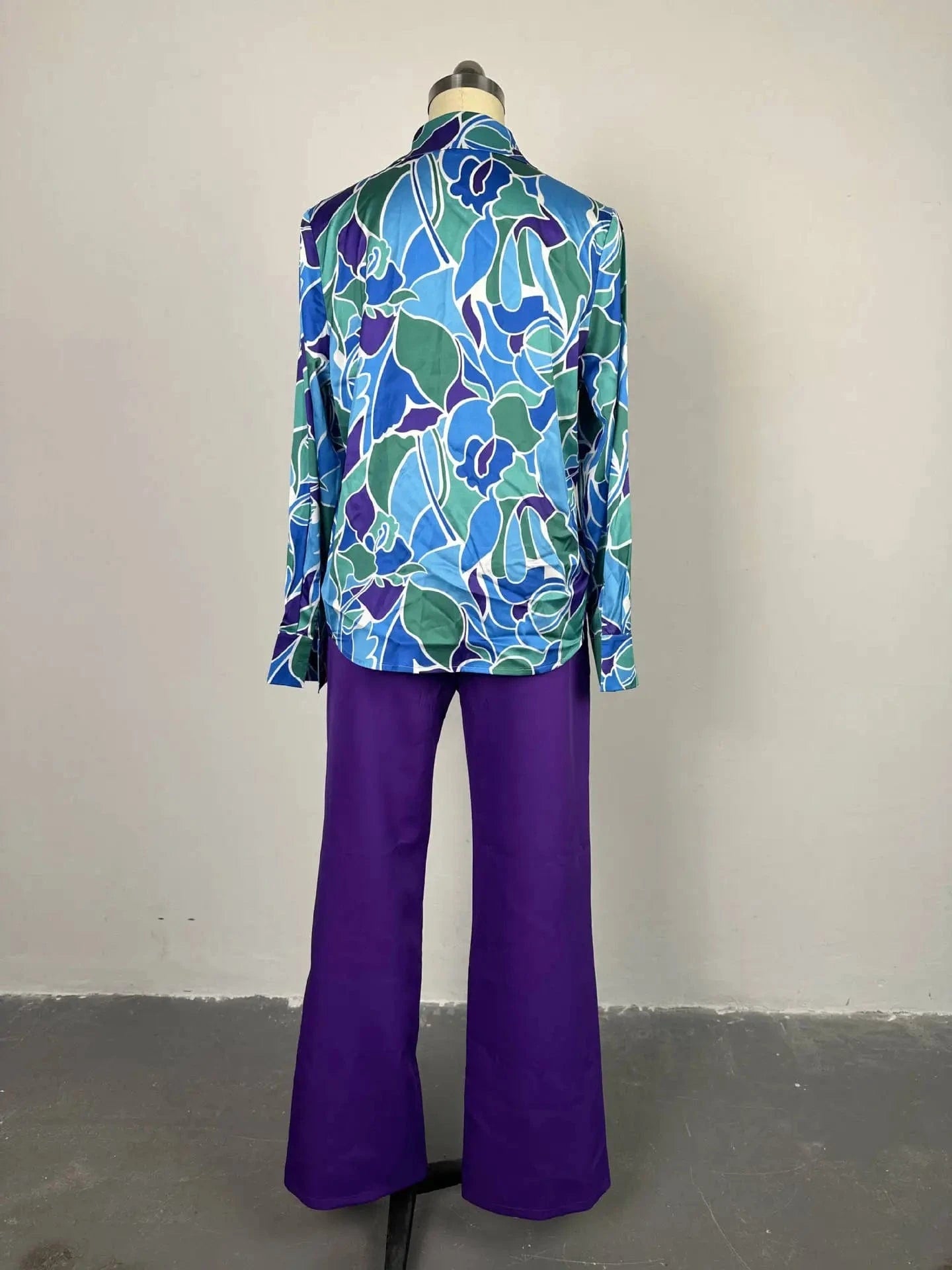 HK7003 Fashion Autumn Causal Street Wear Trending Boutique Long Sleeve Lace-up Shirt And High Waist Pant 2 Piece Set Women