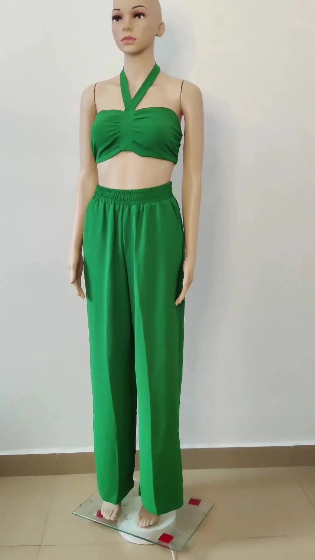 Hollow Lace Up Women's Flare Jumpsuit Ladies Fashion Short Sleeve Long Pant 2024 Spring Summer Bodysuit Women's two-piece suit