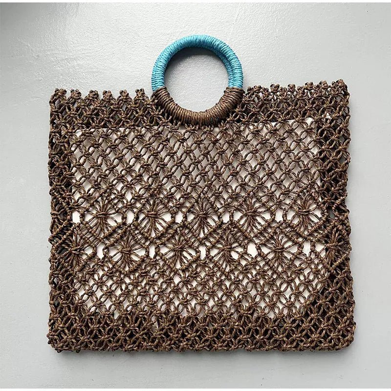 Hollow Straw Personality Shoulder Bag Niche Hand - woven Raffia Rattan Beach Bag Versatile Leisure Shopping Travel Bag Handbag - SN Wigs & More