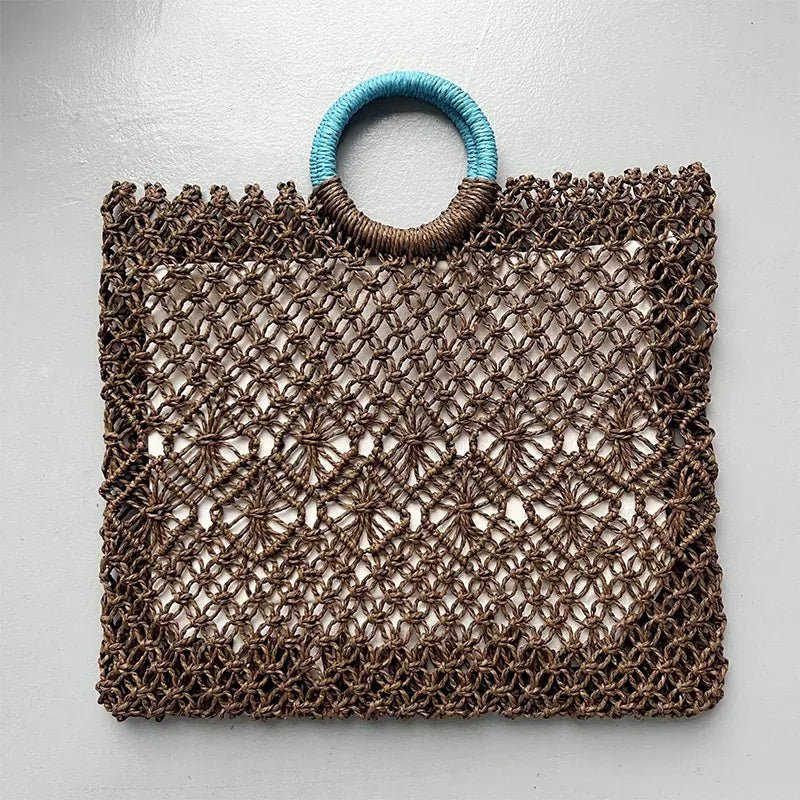 Hollow Straw Personality Shoulder Bag Niche Hand - woven Raffia Rattan Beach Bag Versatile Leisure Shopping Travel Bag Handbag - SN Wigs & More